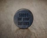 Rustic Hockey Puck Picture with Inspirational Quote