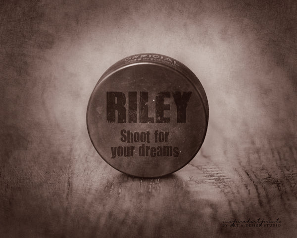Custom Hockey Puck Sports Picture with Name