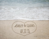names in sand heart personalized beach art