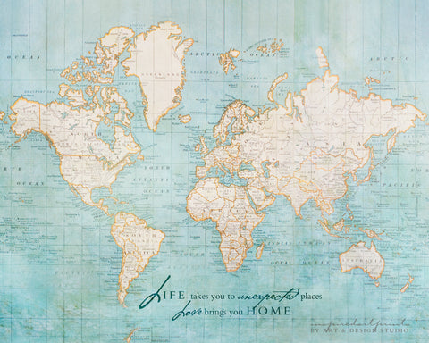 World Map with Inspiration Quote